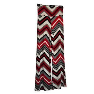 Solafe Women's Black Red White Gray Chevron Palazzo‎ Pants Size S
